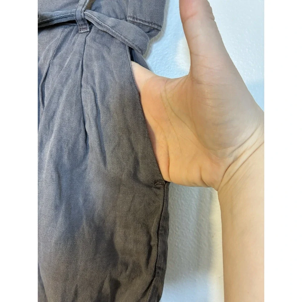 faherty Arlie Faded Black‎ Linen Blend High Waist Shorts Sz Small Belted Pockets